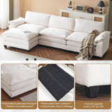 122" Cloud Teddy White Convertible Sectional Sofa