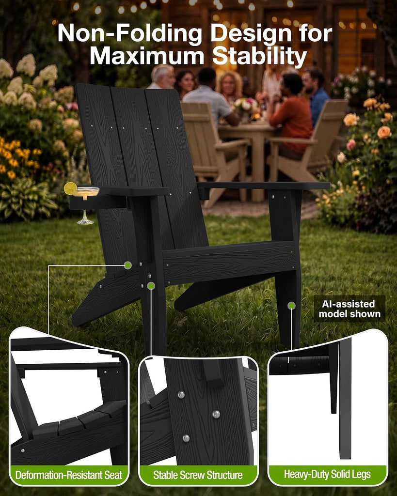 Adirondack Chairs Set of 2, 450lb Capacity & 33in Tall Backrest | Oversized Modern Adirondack Chairs, Comfortable