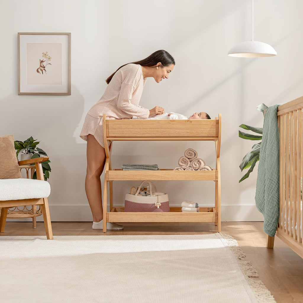 Baby Changing Table - Baby Change Table, Natural Wood