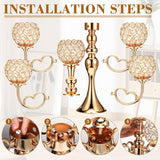 4 Pcs 5 Arm Crystal Candelabra Centerpieces for Tables 21.5 Inch Tall Crystal Candle Holders Bowlrty Events Table