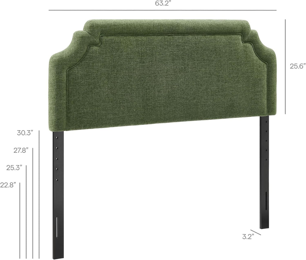Queen Upholstered Fabric Headboard in Foliage - Padded Cushioned Headboard with Woven Heathered Upholstery