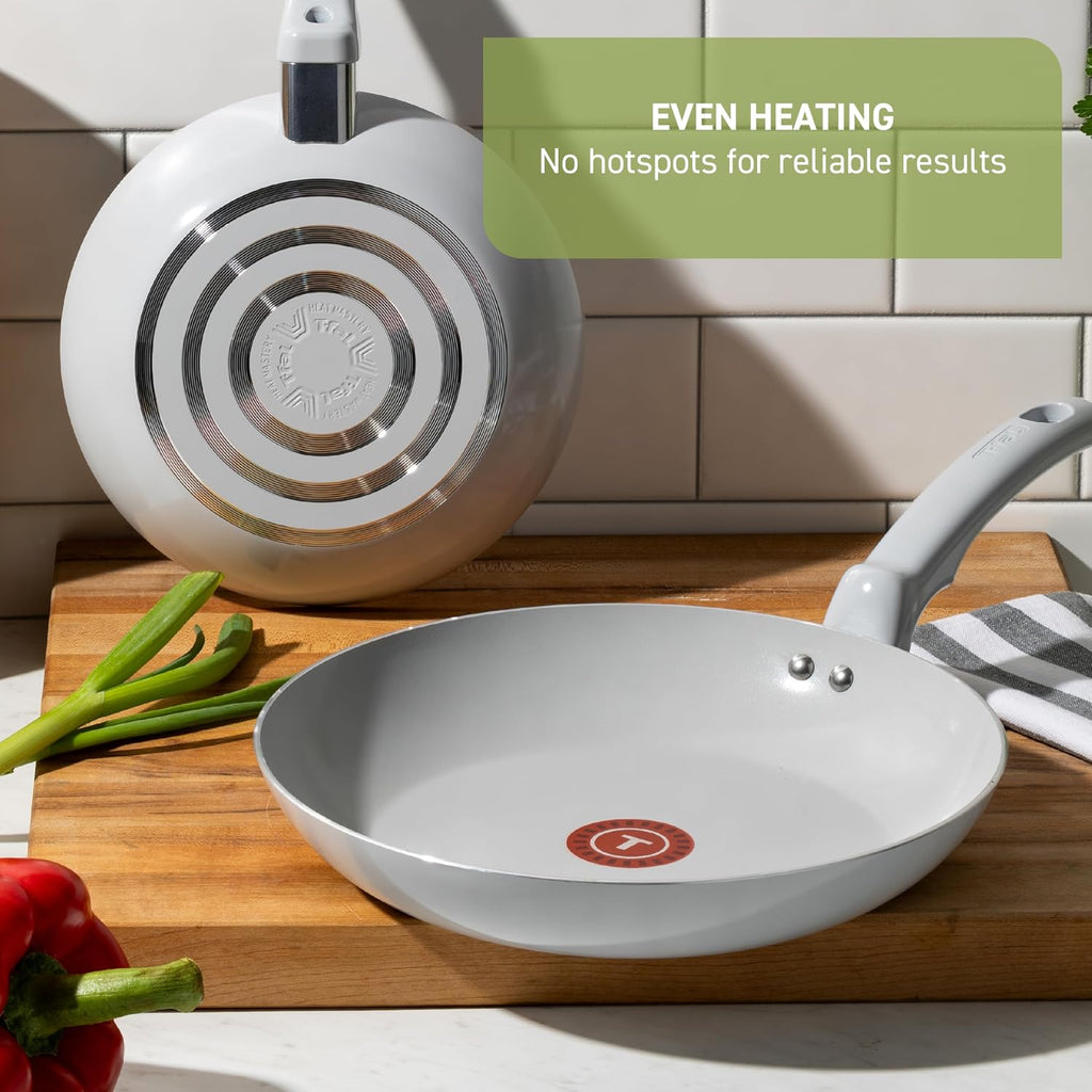 Refresh Ceramic Nonstick Pots and Pans Set, 12-Piece, Moon Grey | Recycled aluminum body, Thermo-Spot heat indicator