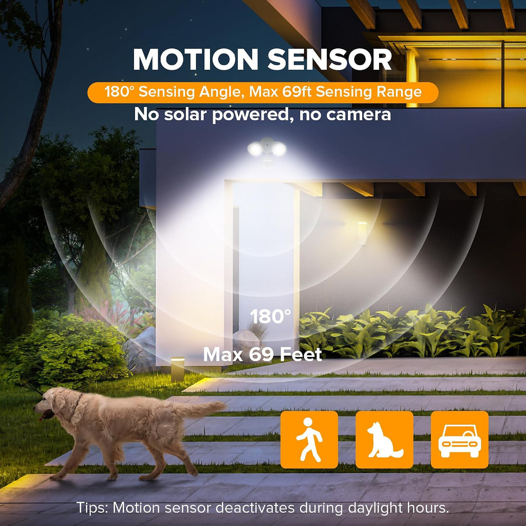 32W 3500 Lumen LED Security Lights Motion Sensor Light Outdoor, 5000K Daylight, IP65 Waterproof, Dusk to Dawn, Motion