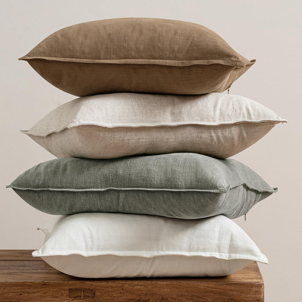 Neutral Linen Pillow Covers Pack of 4 Decorative Natural Solid Throw Pillow Covers Soft Accent Boho Farmhouse Couch