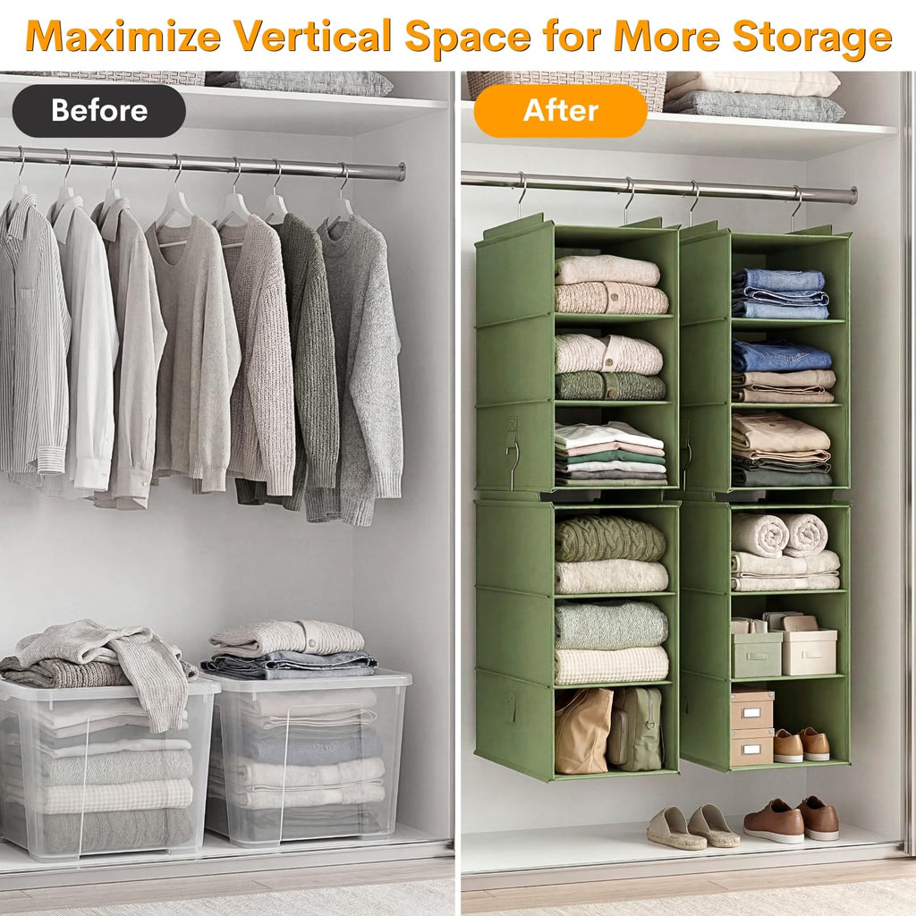 Extra Deep Hanging Closet Organizers and Storage, 2 Pack 3-Shelf