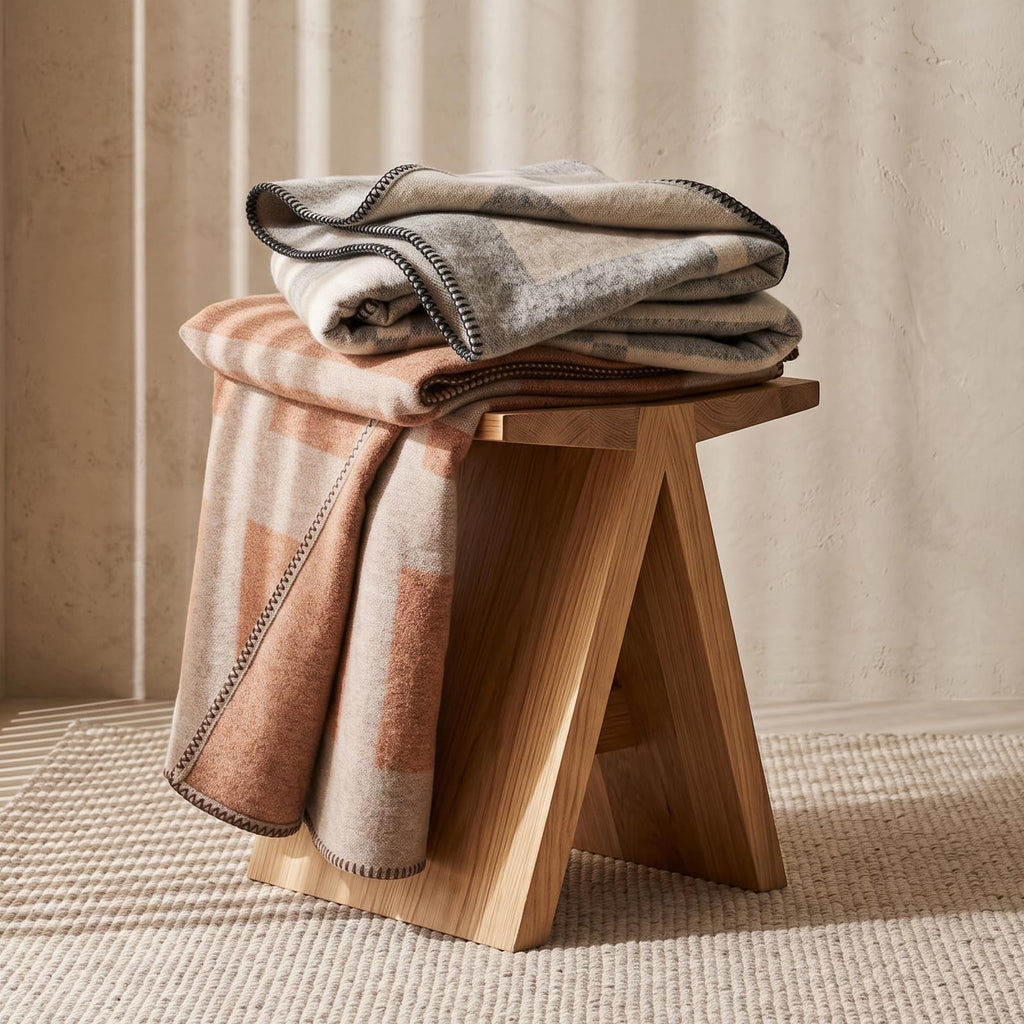 Faux Cashmere Throw Blanket, Burnt Orange, 50x70" Plaid Fall Throw