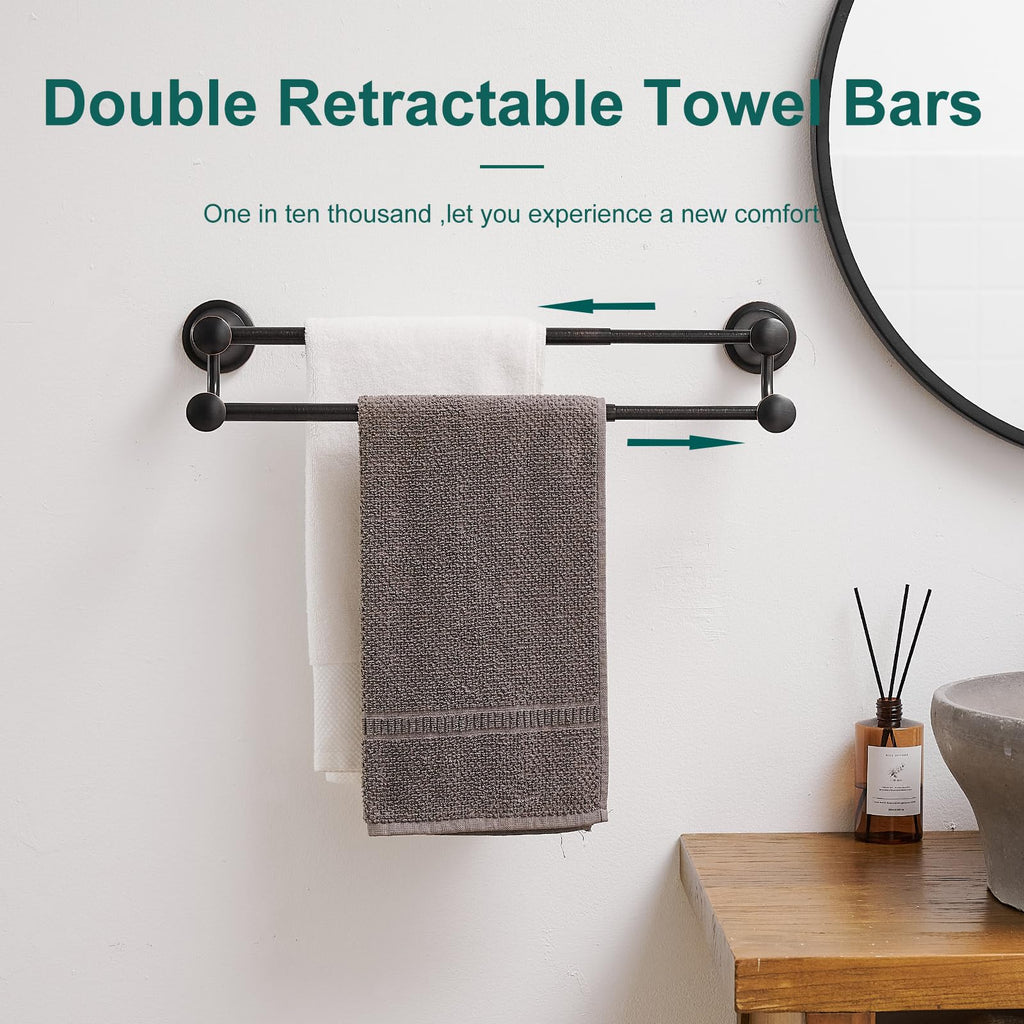 Double Towel Bar Towel Rack Wall Mounted Bronze