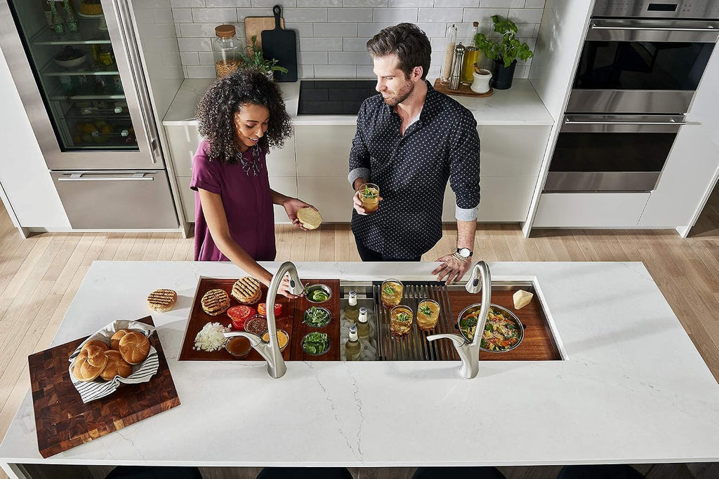 33-in Two-Tiered Undermount Workstation Kitchen Sink - RVH8222