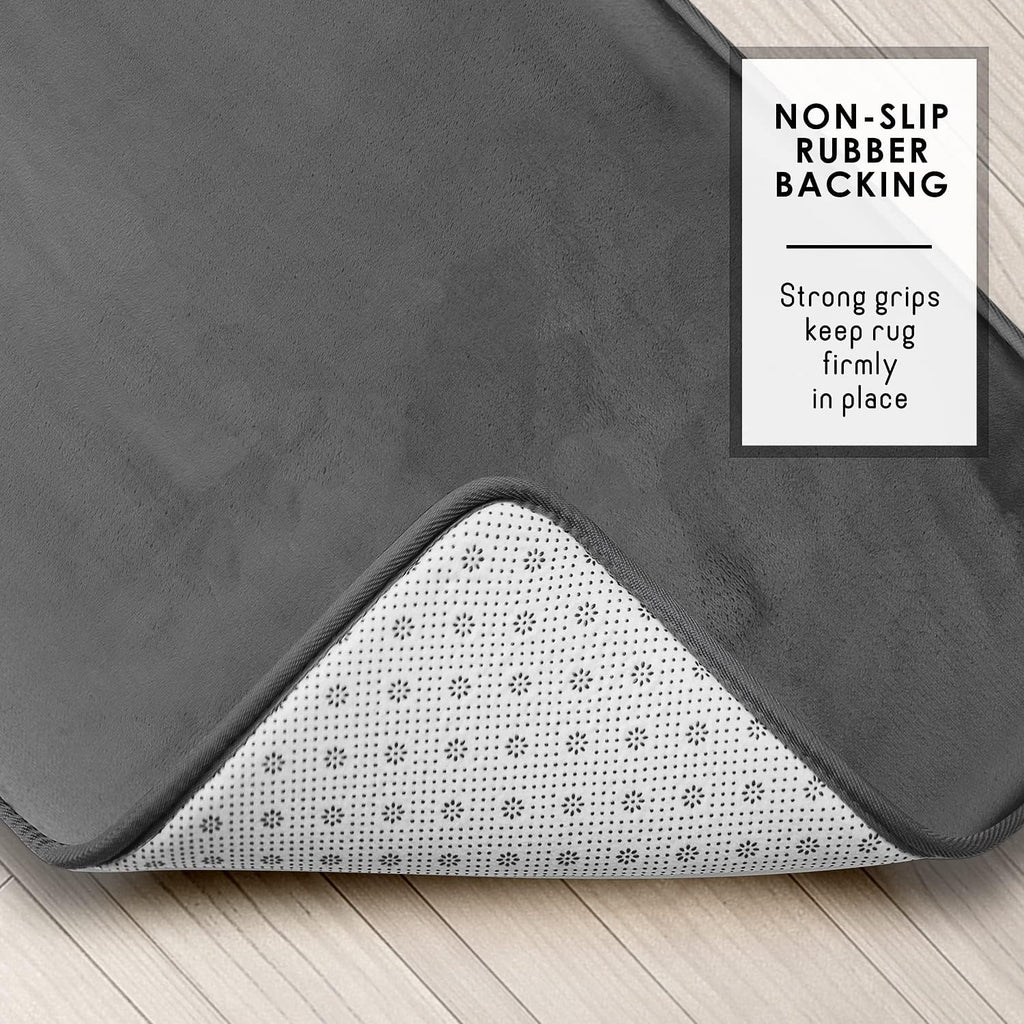 3 Piece Bathroom Rugs Bath Mat Set, Velvet Memory Foam Bath Mats - Non-Slip, PVC Backing Bath Rugs, Washable - Dries