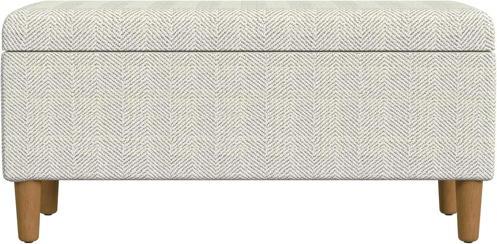 Malmo 36" Storage Bench - Cream Chevron Woven