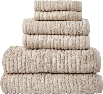 CloudSoft 100% Cotton Luxury 6-Piece Towel Set, 600 GSM, Ultra Plush & Absorbent - 2 Bath Towels, 2 Hand Towels, 2