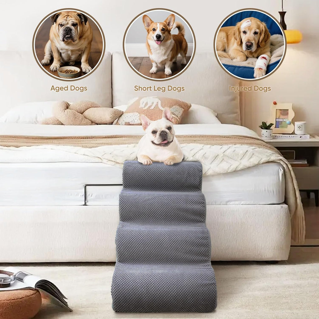 Pet Stairs for Dogs 4-Step, 19.6" H Pet Stairs for High Bed, Couch Sofa & Chair