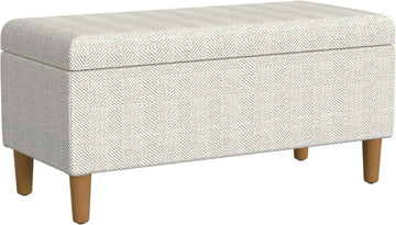 Malmo 36" Storage Bench - Cream Chevron Woven