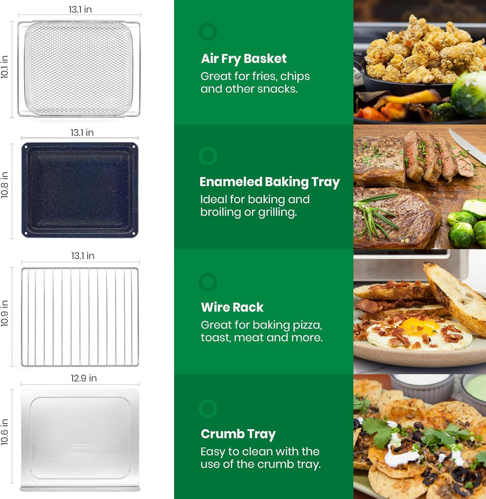 Infrared Heating Air Fryer Toaster Oven, Extra Large Countertop Convection Oven 10-in-1 Combo, 6-Slice Toast, Enamel