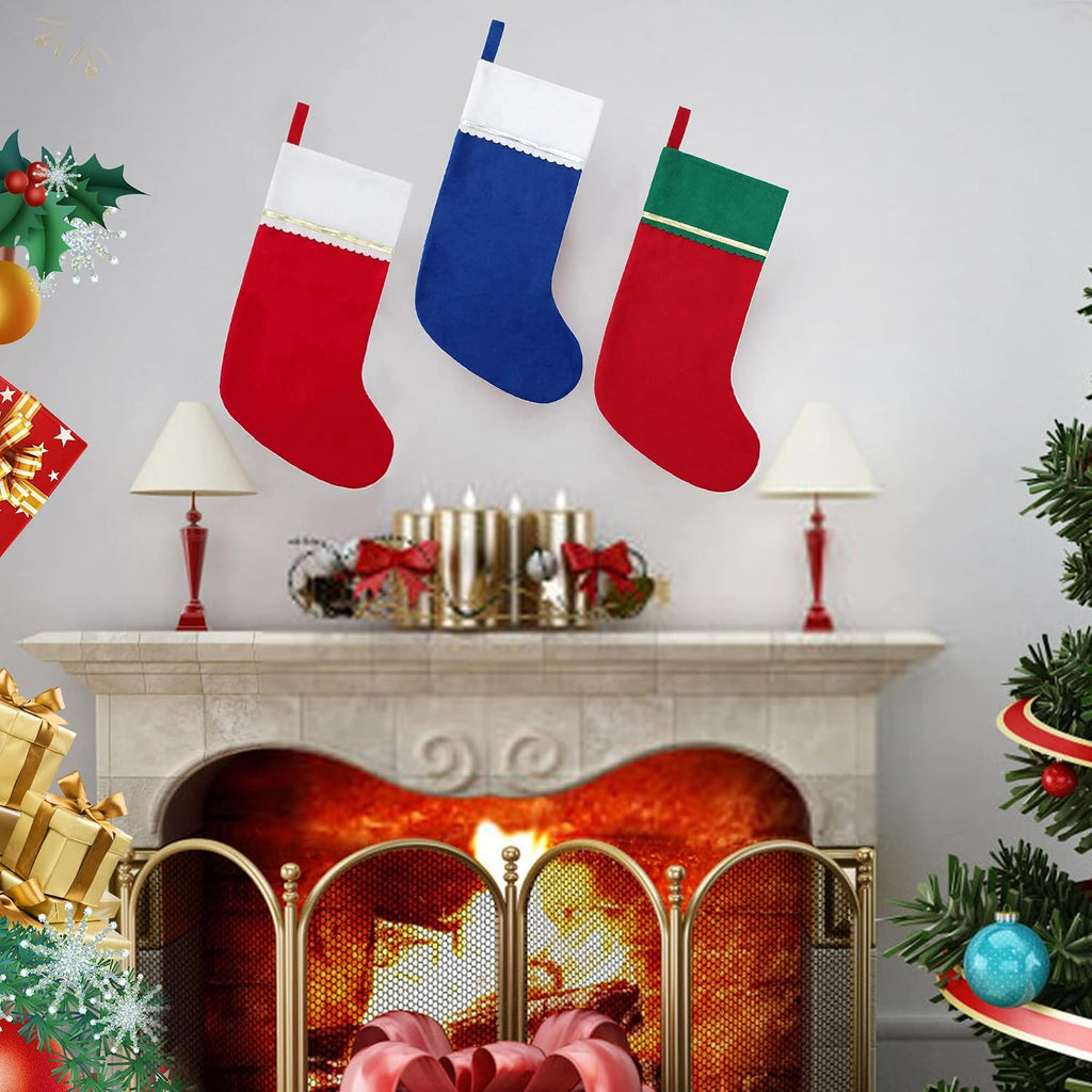 Candy Cane Christmas Stockings, 19 Inches Red and White Christmas Stockings for Family Christmas Holiday - Set of 12