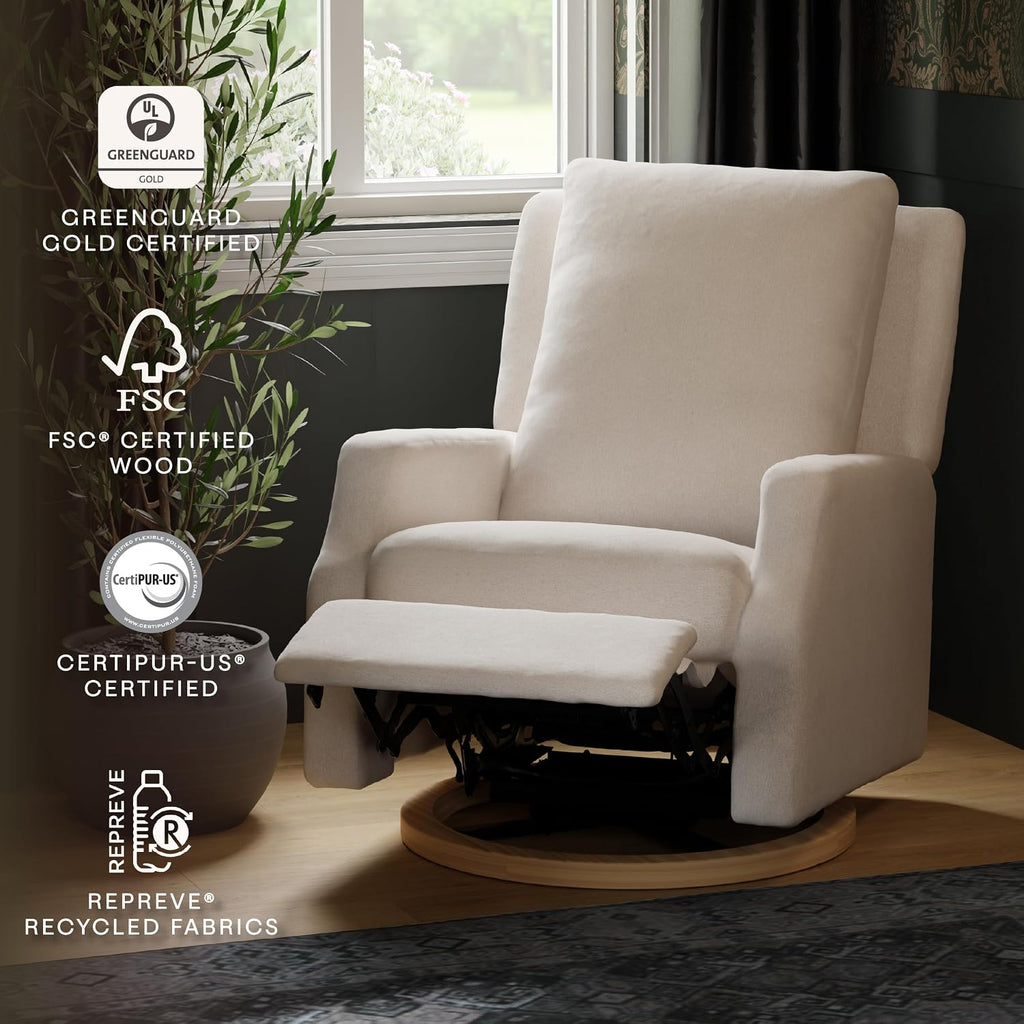 Nursery Glider Recliner w/ 270° Swivel, Performance, Cream | GREENGUARD Certified Glider Rocking Chair