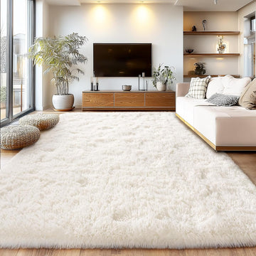 Cream White Plush Rug