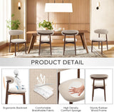Wooden Dining Chairs Set of 2, Modern Fabric Upholstered Kitchen Side Chairs