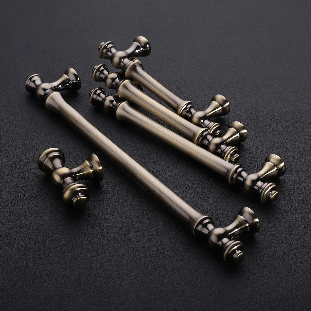 6 Pack 7.5 Inch(192mm) Brushed Antique Brass Kitchen Cabinet Handles, Gold Cabinet Pulls Kitchen Cabinet Hardware for