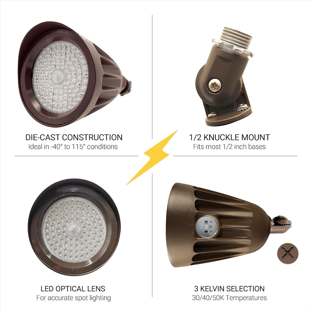 25W Bronze Bullet Spot Light Outdoor LED Landscape Floodlights, 3500 Lumens Bright Outdoor Light for Yard