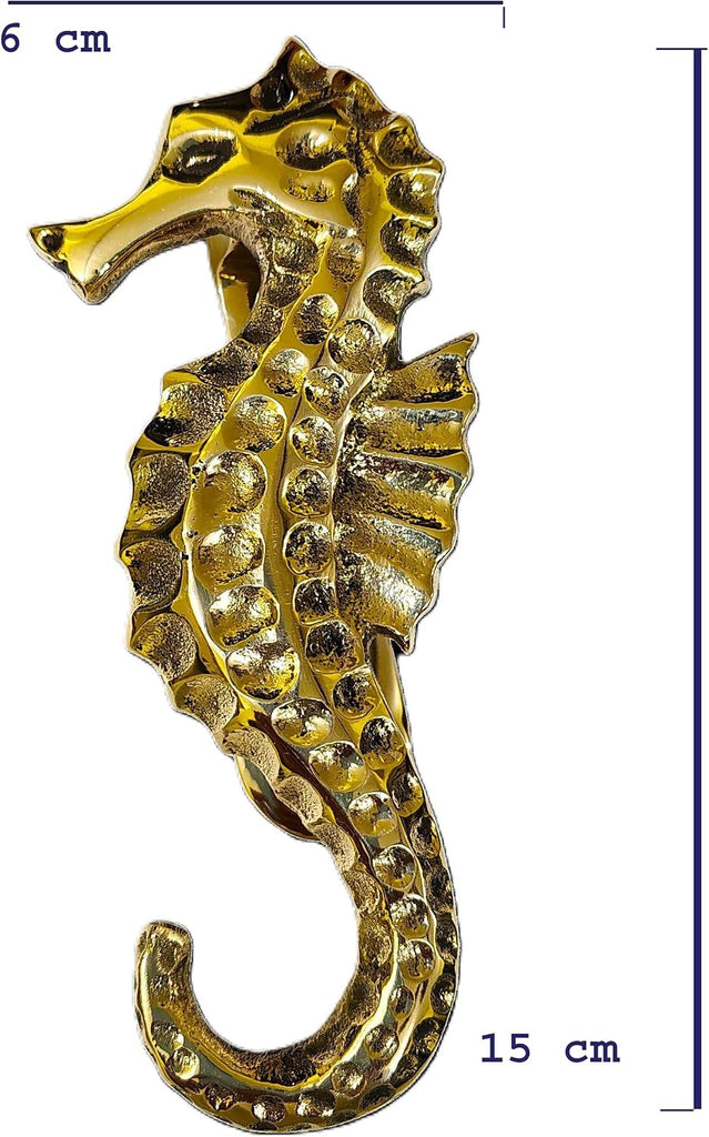 6-Inch Brass Seahorse Door Knocker Decorative Handicraft for Beach-Inspired Home Decor