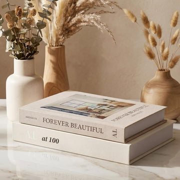 Decorative Books Decor with Storage - Set of 2 Faux Linen Book Boxes with Aesthetic Covers - Enhance Your Coffee