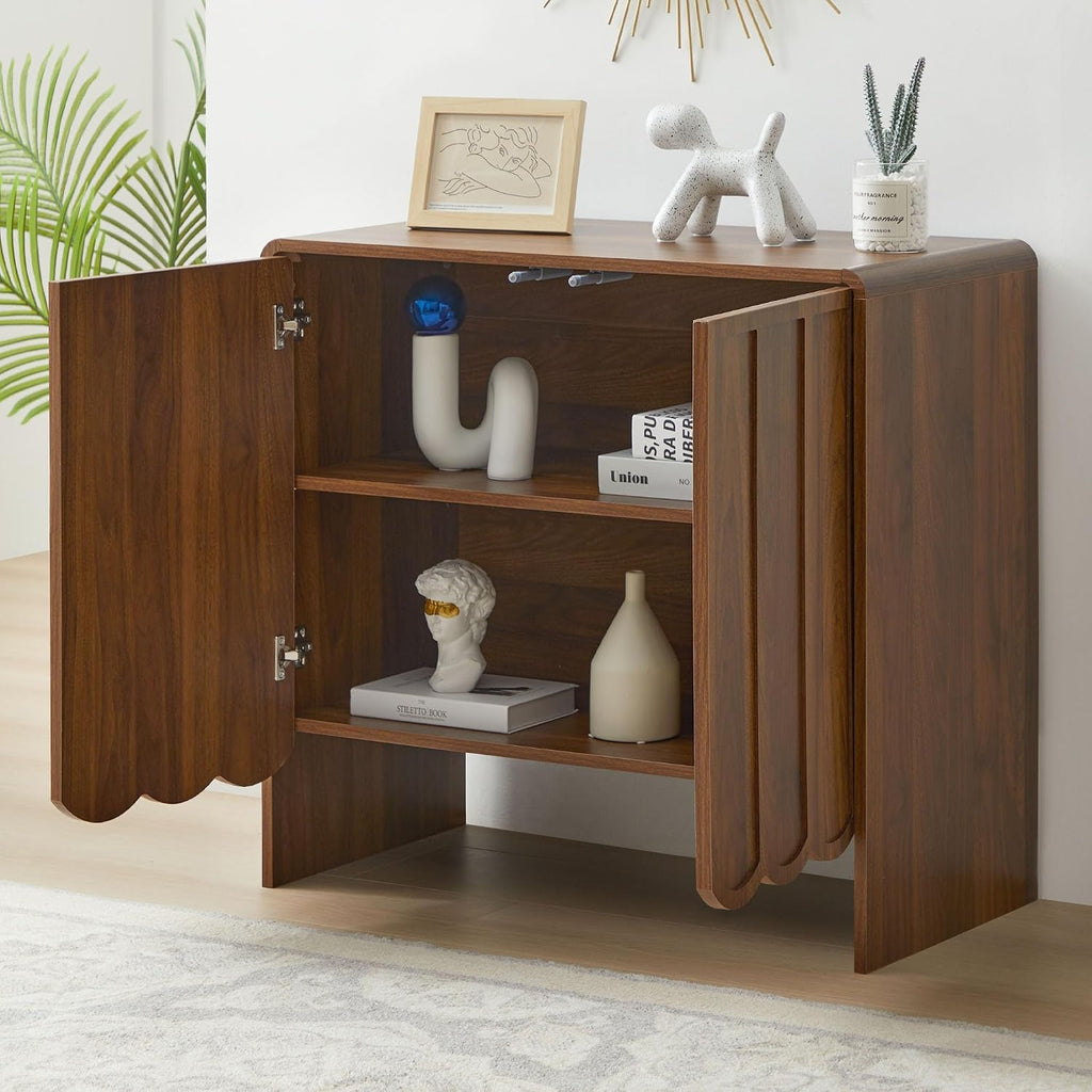 Sideboard Buffet Cabinet, Accent Storage Cabinets with 2 Doors, Farmhouse Wood Cabinet with Adjustable Shelves and