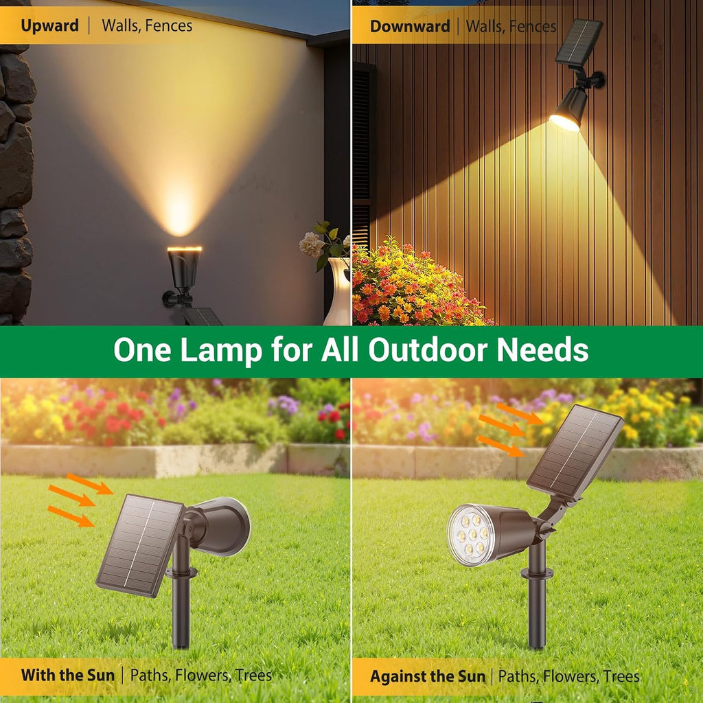 Spot Lights Outdoor Waterproof: 1000LM Big Adjustable Spotlight - 2-in-1 15Hrs+ Long Lasting Spot Light - Solar