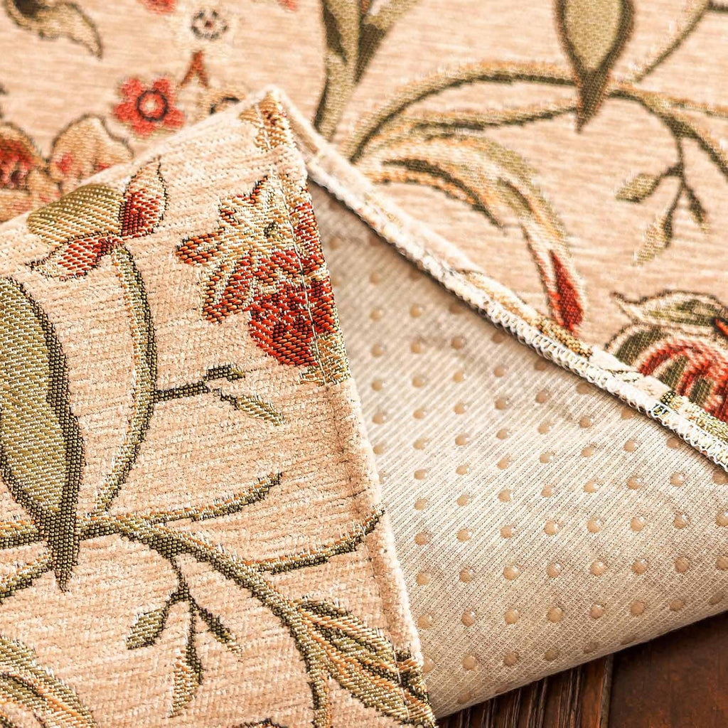 Luxury Chenille Coffee Table Cover Non-Slip Silicone Backing Heavyweight French Jacquard Table Cloth
