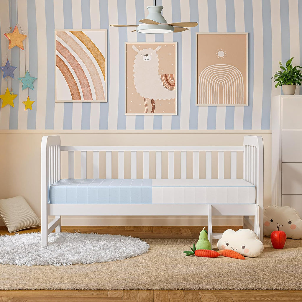 Crib Mattress, Breathable Memory Foam Toddler Mattress, with Removable Machine Washable Cover, Fits Standard Baby &