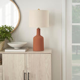 Home 22" Orange Terracotta Ceramic Table Lamp for Modern, Transitional, Bedside Table, Living Room, Dining, Entryway