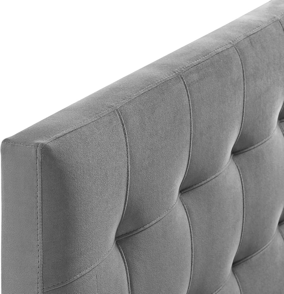 Lily King Biscuit Tufted Performance Velvet Headboard, Gray