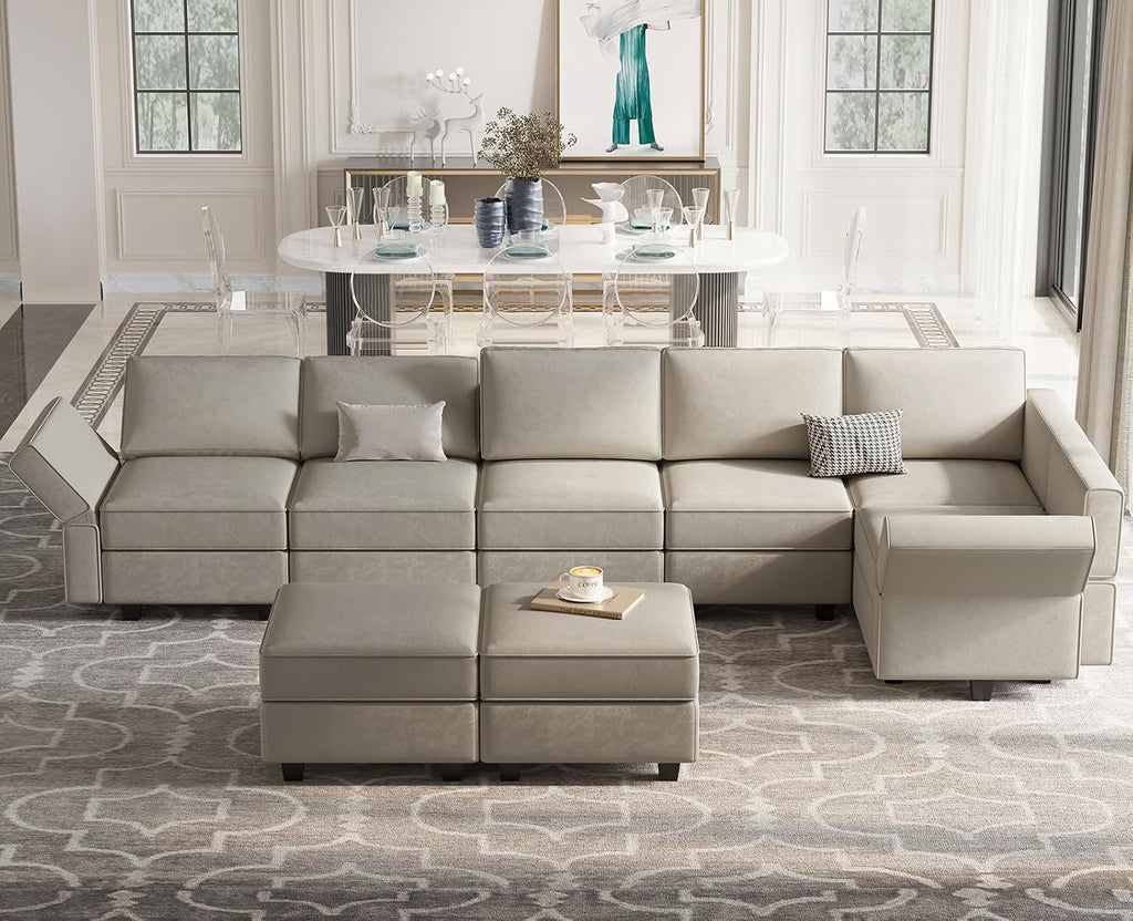 Oversized Modular Sectional Sofa L Shaped Couch Set with Reversible Chaise Convertible L Shape Sectional Sofa Grey