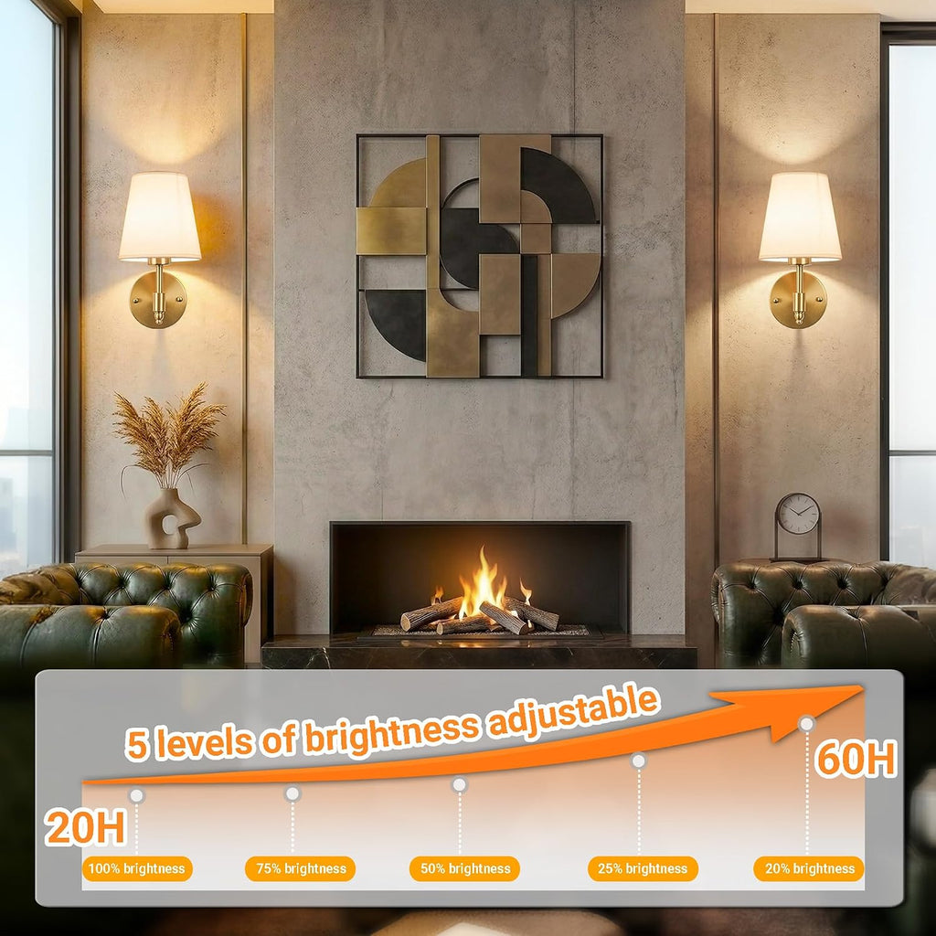 Battery Operated Wall Sconces Set of Two, Wireless Battery Wall Light with 10000mAh RGB Dimmable Magnetic Bulb and Remote, Rechargeable Sconce Wall Decor for Bedroom Living Room Hallway