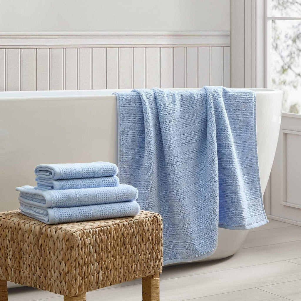 Bath Towels, Soft & Absorbent 100% Cotton Towels, Solid 500 GSM, 6-Piece Bathroom Towel Set with Textured Weave