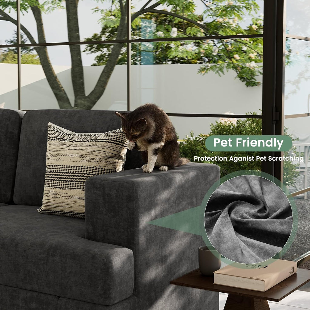63" Loveseat Sofa Couch , Small Couch with Deep Seat , Comfy Cloud Loveseat , Dark Grey Chenille