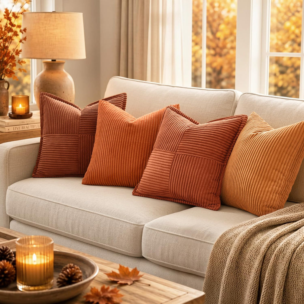Fall Rust Decorative Throw Pillow Covers for Couch 20x20 Inch