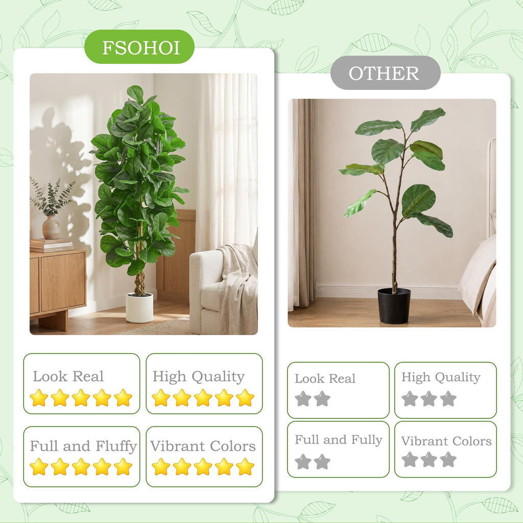 Faux Fiddle Leaf Fig Tree 6FT, Large Artificial Plants Indoor