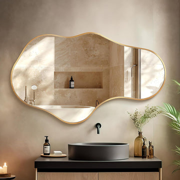 Irregular Wall Mirror - Wall Mirrors Decorative 22"x 36" Asymmetrical Abstract Mirror Aviation Aluminum Alloy Frame