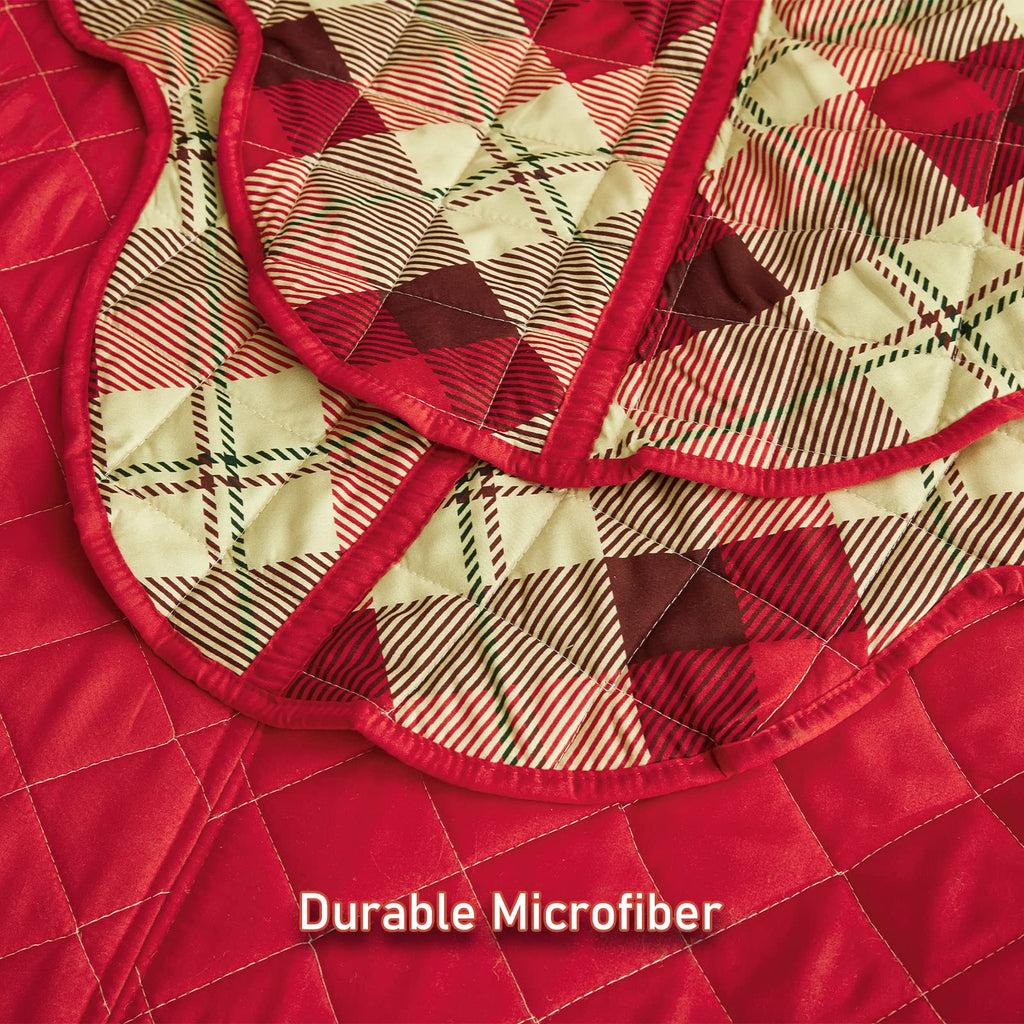 Christmas Oversized King Bedspreads, Quilted Snowman Plaid Pattern