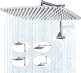 All Metal 16 Inch Rain Shower Head with Adjustable Extension Arm