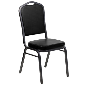 Crown Back Stackable Banquet Chair, Silver, 4-Pack