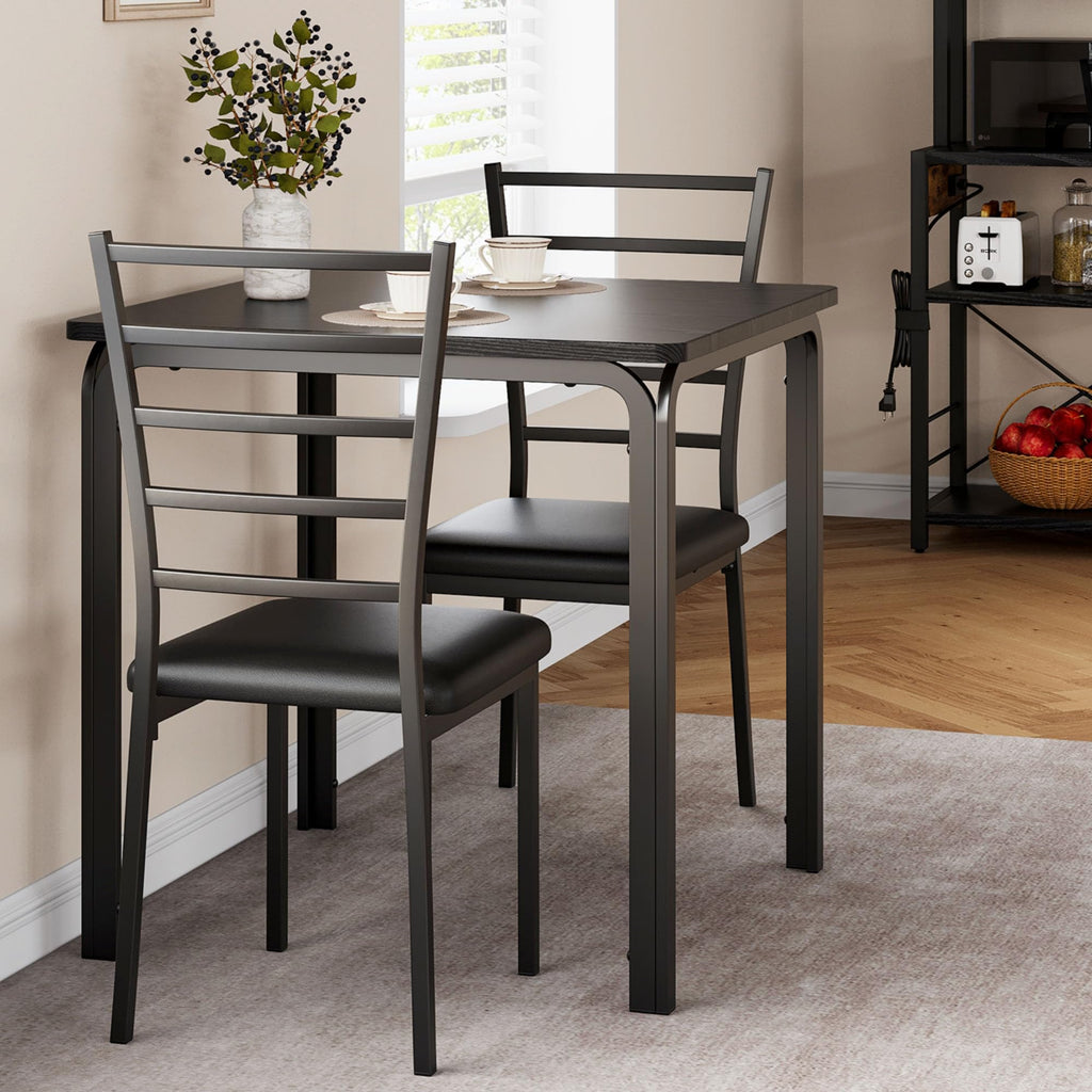 3-Piece Kitchen Dining Room Table Chair Set for Small Space, Indoor Modern Dinette Set for 2, Square Dinner Table Set