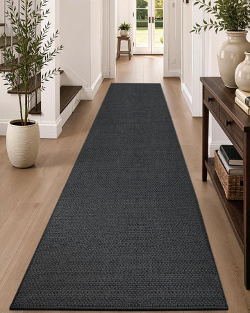 Runner Rug 28"x144" Non Slip Rubber Backing Hallway Rug, Grey