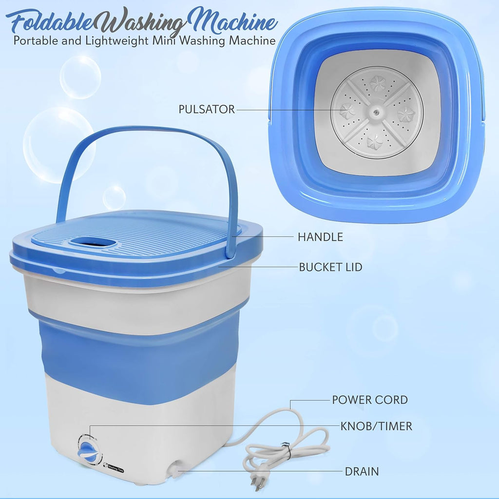 Portable Washing Machine Mini Washer Lightweight Collapsible Bucket