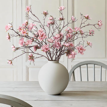 3PCS Artificial Magnolia Flowers Stems for Spring Decoration, Faux Pink Magnolia Branches with Buds, 34.5" Long Stems