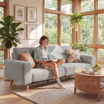 81" Oversized Loveseat Sofa, Mid Century Modern Couch , Corduroy Upholstered 2-3 Seater Sofa with Sturdy Metal Frame