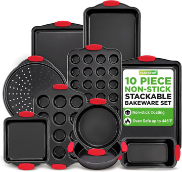 10-Piece Nonstick Kitchen Oven Pans - Premium & Stylish Non-Stick Carbon Steel - Commercial Grade Restaurant Quality