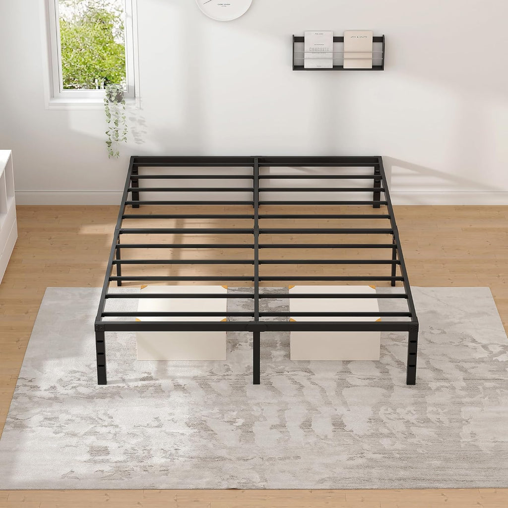 Metal Bed Frame,Full Bed Frame with Storage Space,Heavy Duty Sturdy Mattress Foundation,Easy Assembly,No Box Spring
