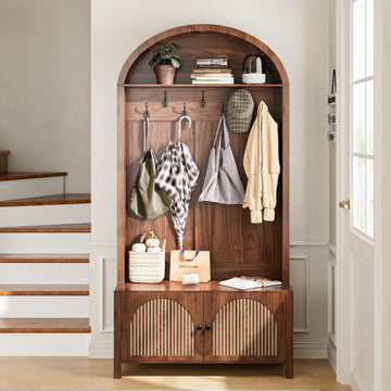 Hall Tree with Bench and Shoe Storage, Entryway Storage Bench with Coat Rack, 78.74" Coat Rack with 7 Hooks and